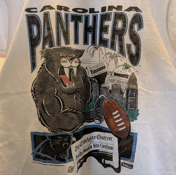 1993 Carolina Panthers “Panthermania Hits Carolinas” Vintage NFL Tee Size Medium - Picture 3 of 10